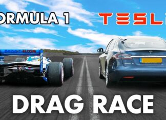 Video: Tesla Model S vs. bolid Fomule 1